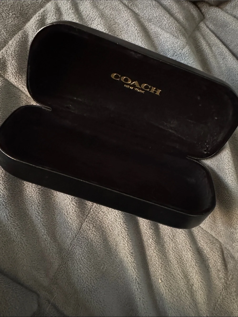Coach Black Hard Glasses Case with Embossed Logo